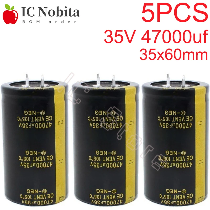 

5PCS 35V 47000uf Capacitor Low ESR High Frequency 35x60mm 35V47000uf Aluminum Electrolytic Capacitor