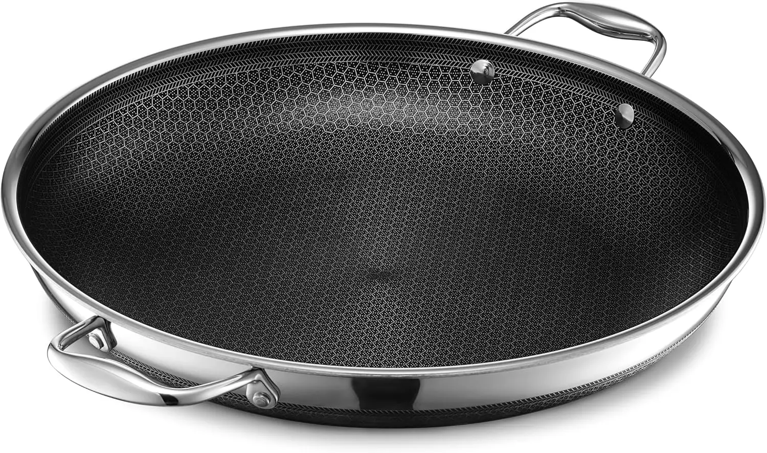 Hybrid Nonstick 14-Inch Frying Pan with Steel Lid, Dishwasher and Oven Safe, Induction Ready, Compatible