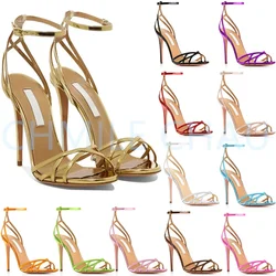 【Measure Your Feet Length Before Order】Women Stiletto High Heel Ankle Strap Sandal Sexy Evening Dress Fashion Lady Shoe 1-CHC-27