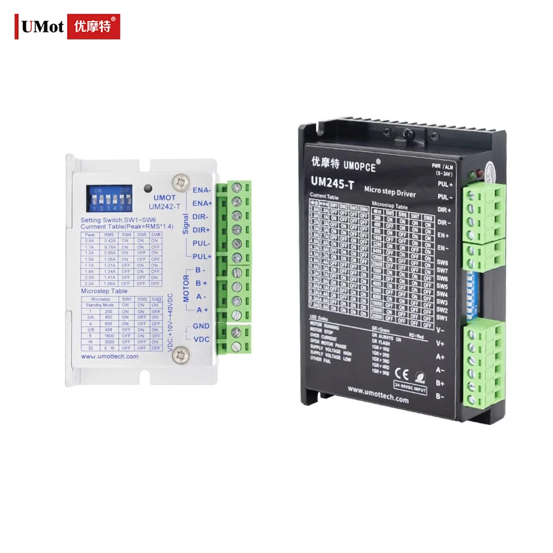 UMOT 24-70V DC 0.1-5A Modbus-RTU RS485 Stepper Motor Driver For 2 Phase 1.8 Degree Nema 8 11 14 17 23 24 34 Stepper Motor