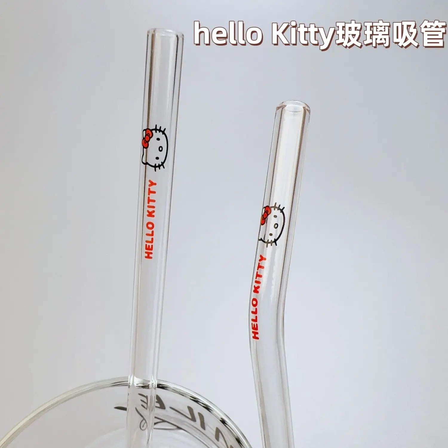 Pajitas de Vidrio con Diseño de Hello Kitty, Animales de Dibujos Animados Coloridos, Resistentes a Altas Temperaturas, Reutilizables, Accesorio para Beber, Regalos