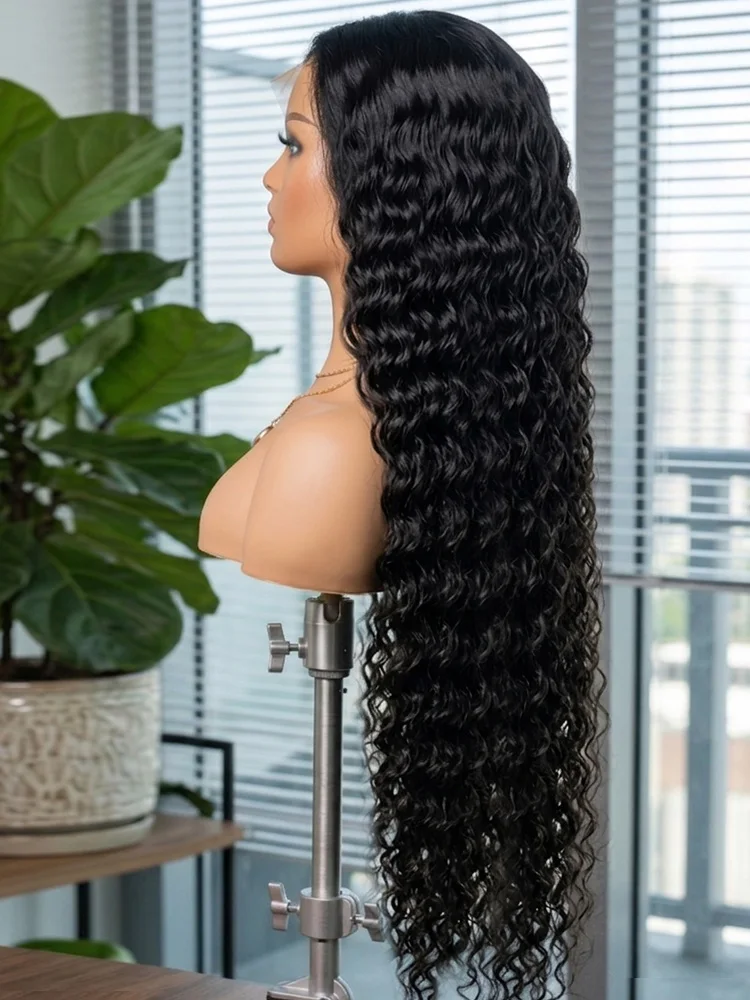 

Натуральные черные парики с глубокой волной 30-40 дюймов, 13x6 HD Lace Frontal, плотность 250, из волос Реми, 5x5 без клея, готовые к ношению, кудрявые парики