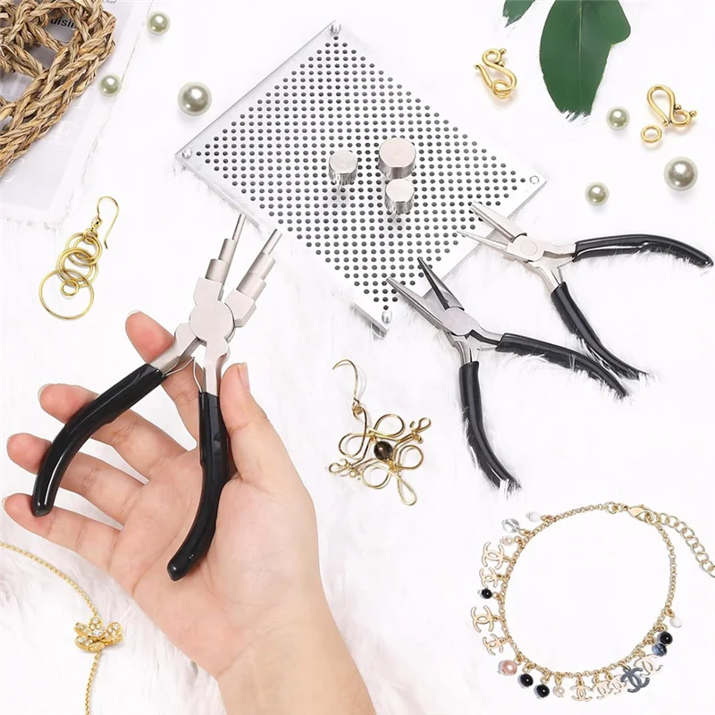 

AG-Wire Wrapping Kit Wire Clamp With 6 In 1 Wire Bending Pliers With 32 Metal Pins, Wire Wrapping Tools For Jewelry Making