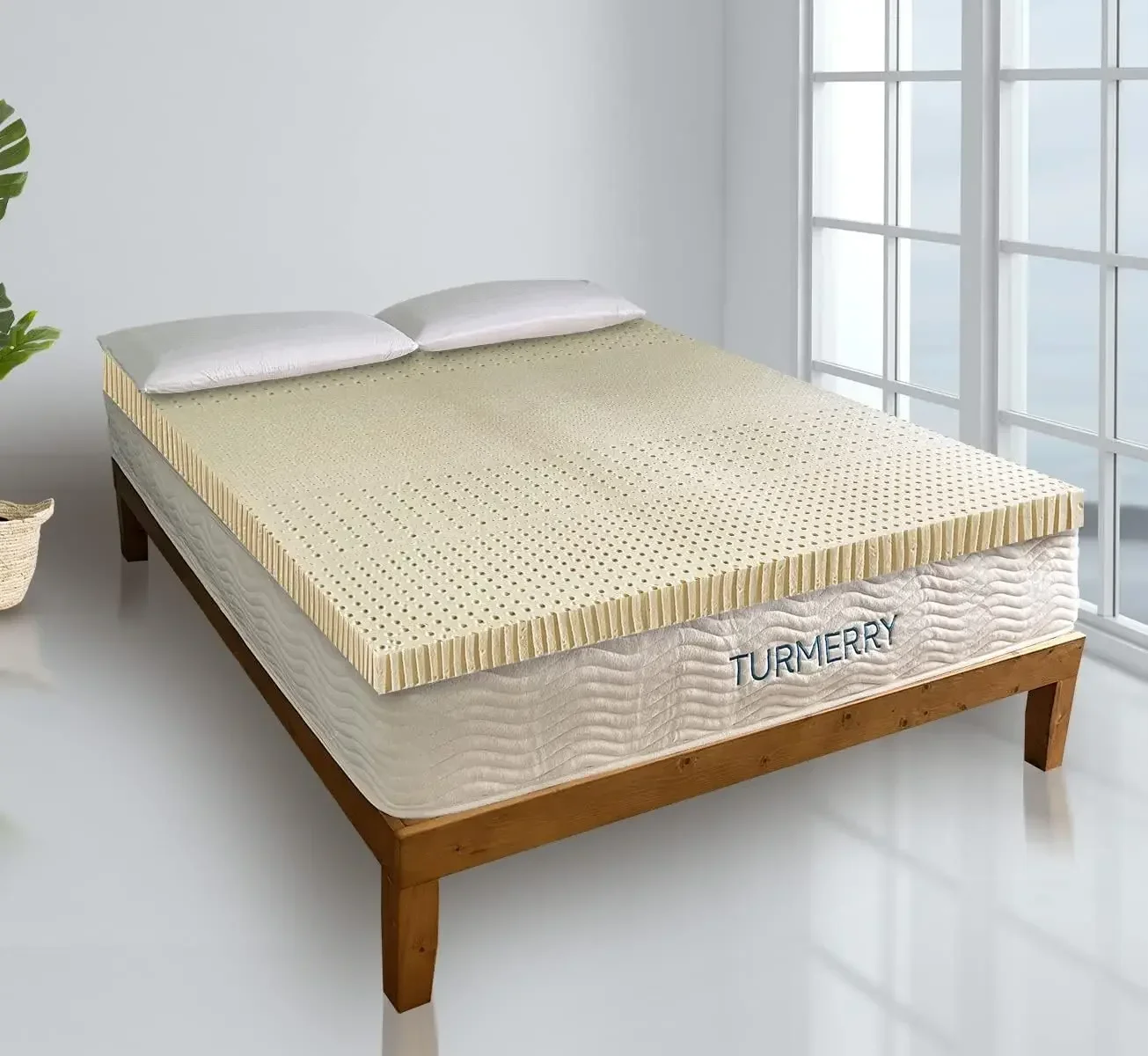 Green Natural Organic Latex Mattress Topper King Size - 2 inch - Soft Plush Pillow Top - GOLS Certified Latex Foam Bed Pa