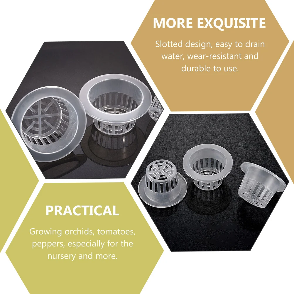 

20Pcs Plastic Slotted Hydroponic Net Pots Garden Baskets Nursery Cups for Orchids Tomatoes Pepper Seedling Growth