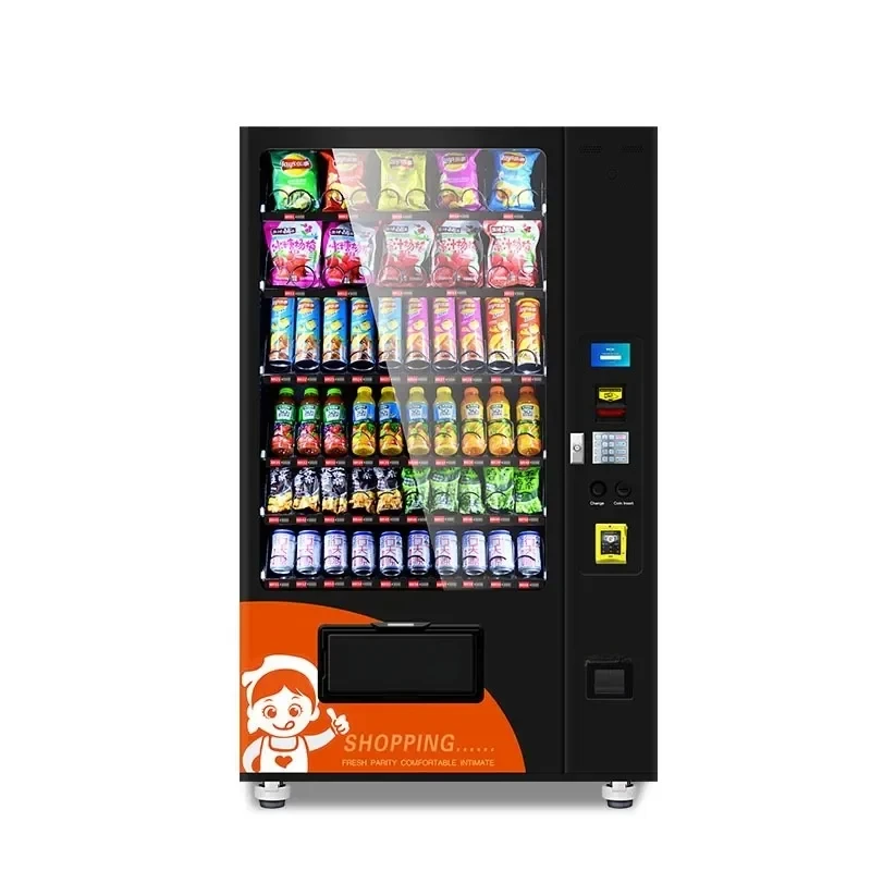 Beverage and snack vending machines, cash payment for healthy fresh food vending machines