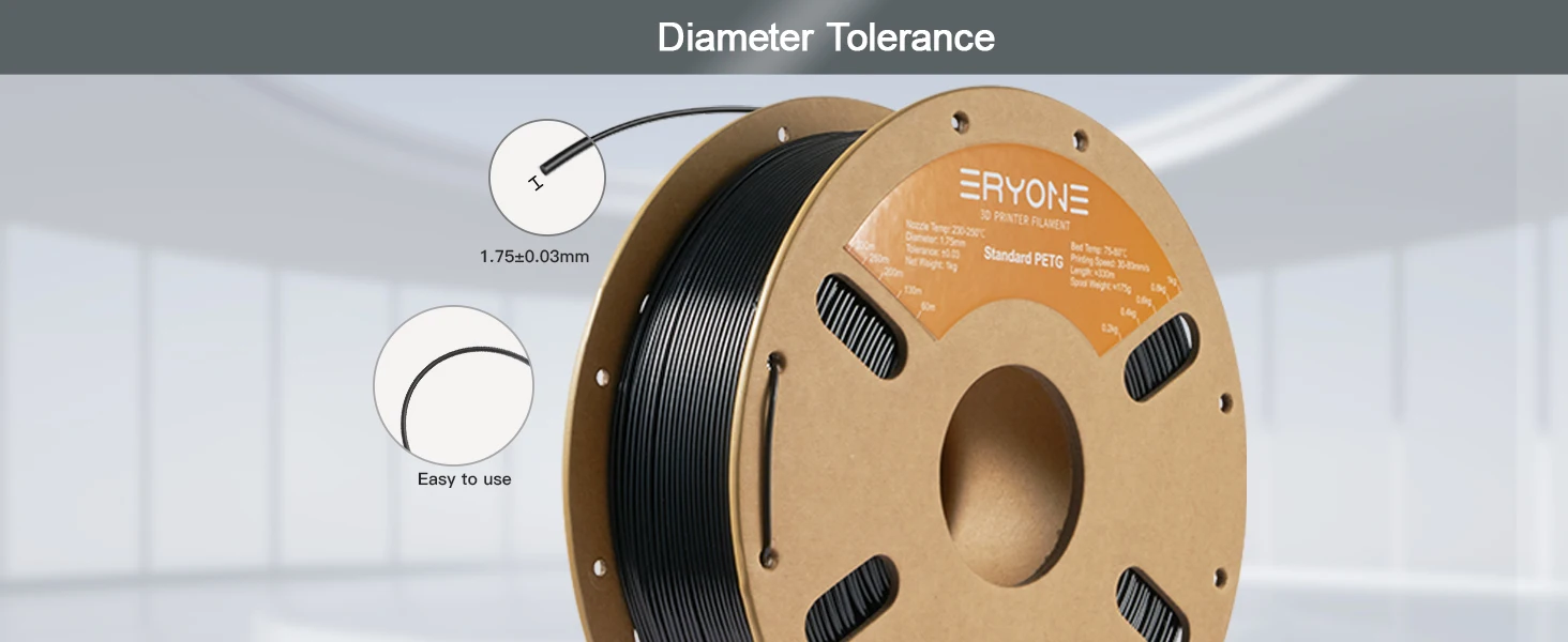 ERYONE 10KG Standard PETG Filament 1,75mm für 3D-Druck, Mehrfarbig Erhältlich, PETG-Filament, 3D-Filament Großhandel, 1KG/Spule – Detail 7
