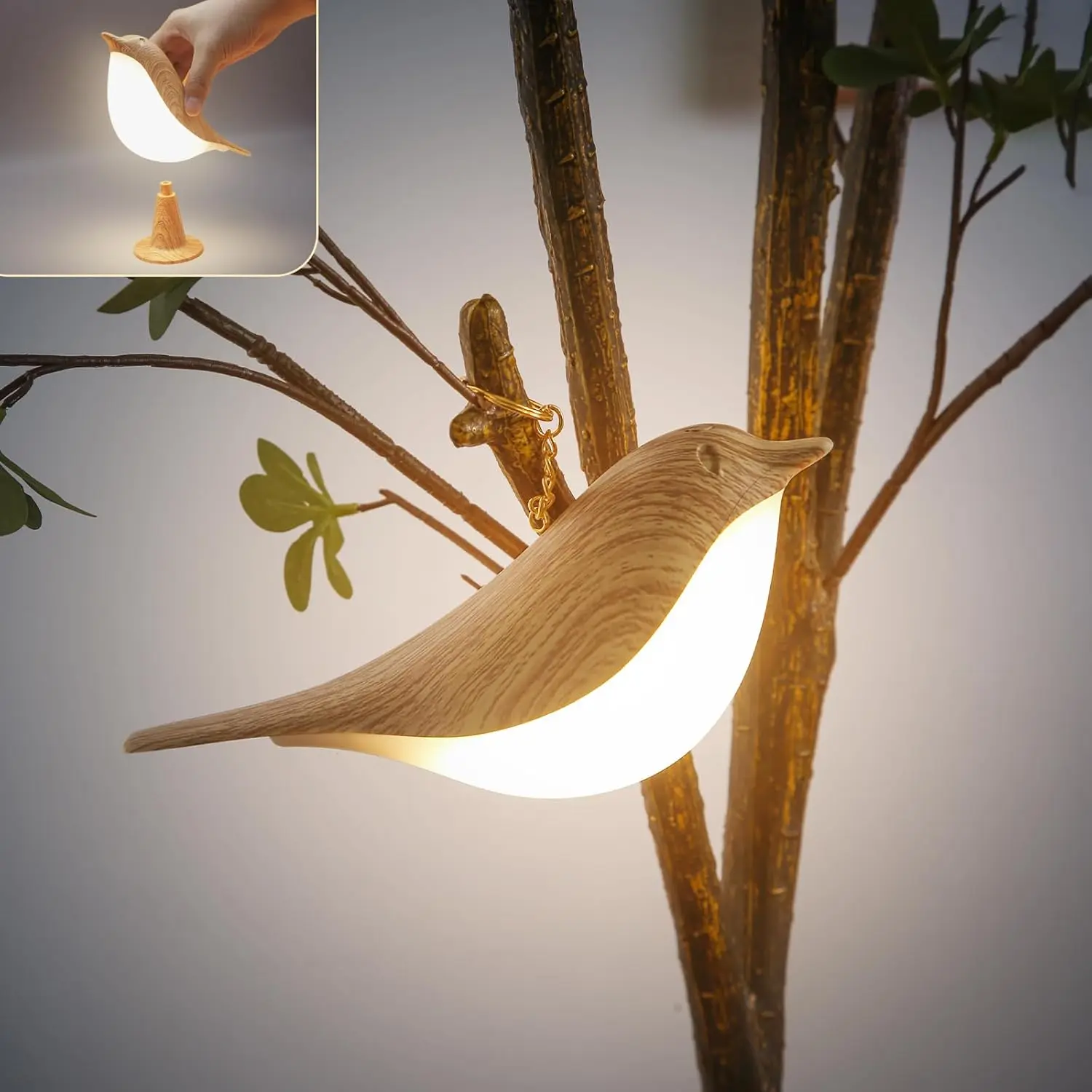 Small Bird Table Lamp Cordless Night lamp Battery 3 Color Temperatures Dimmable Touch Bedside Lamps Rechargeable Outdoor Lights