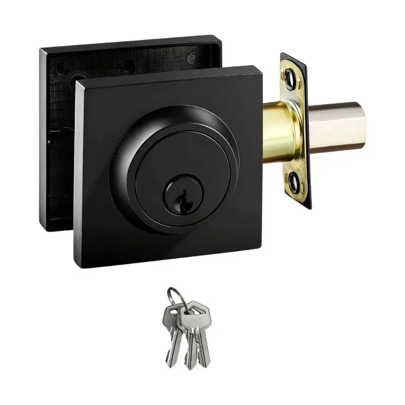 652F Front Door Lock with Interior Thumbturn and Square Housing Keyed Exterior