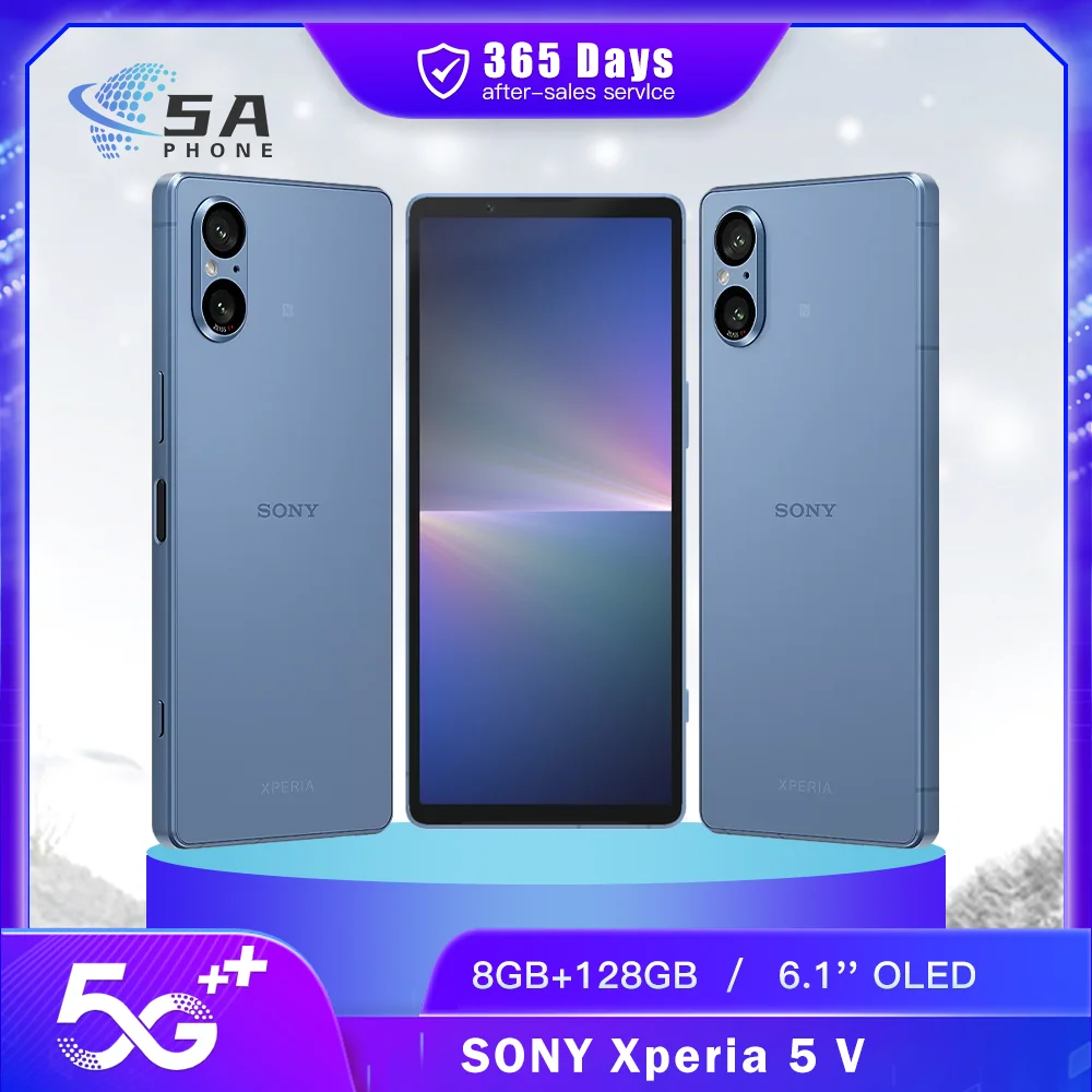 Original Sony Xperia 5V 5 V XQ-DE54 5G Mobile Phone 8GB RAM 128GB ROM NFC 120Hz 6.1'' OLED Screen 48MP+12MP Octa-Core SmartPhone