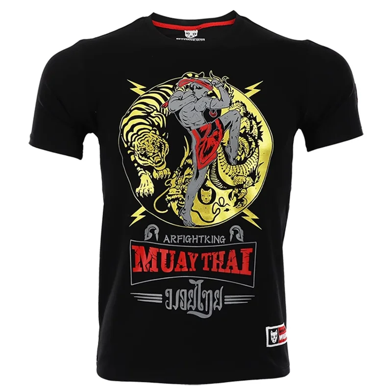 Odzież bokserska Jiu-Jitsu wysypka strażnik z krótkim rękawem MMA T Shirt mężczyźni kobiety Muay Thai koszula BJJ Kickboxing Jersey Sanda walka