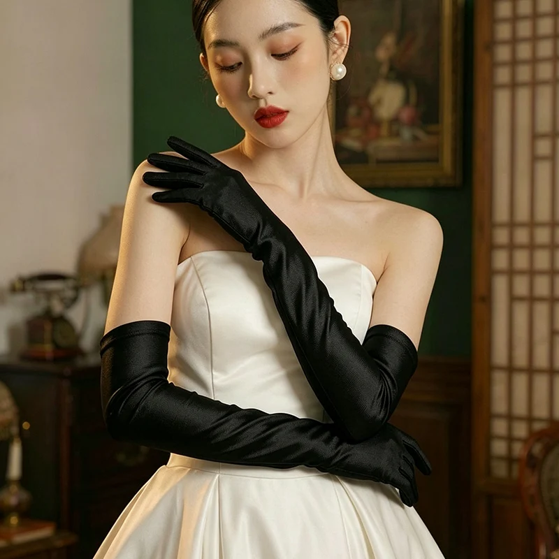 Women's Extended Mesh Gloves 53cm Elastic Sun Protection Breathable Vintage Dress Ball Gown Halloween Thin Gloves