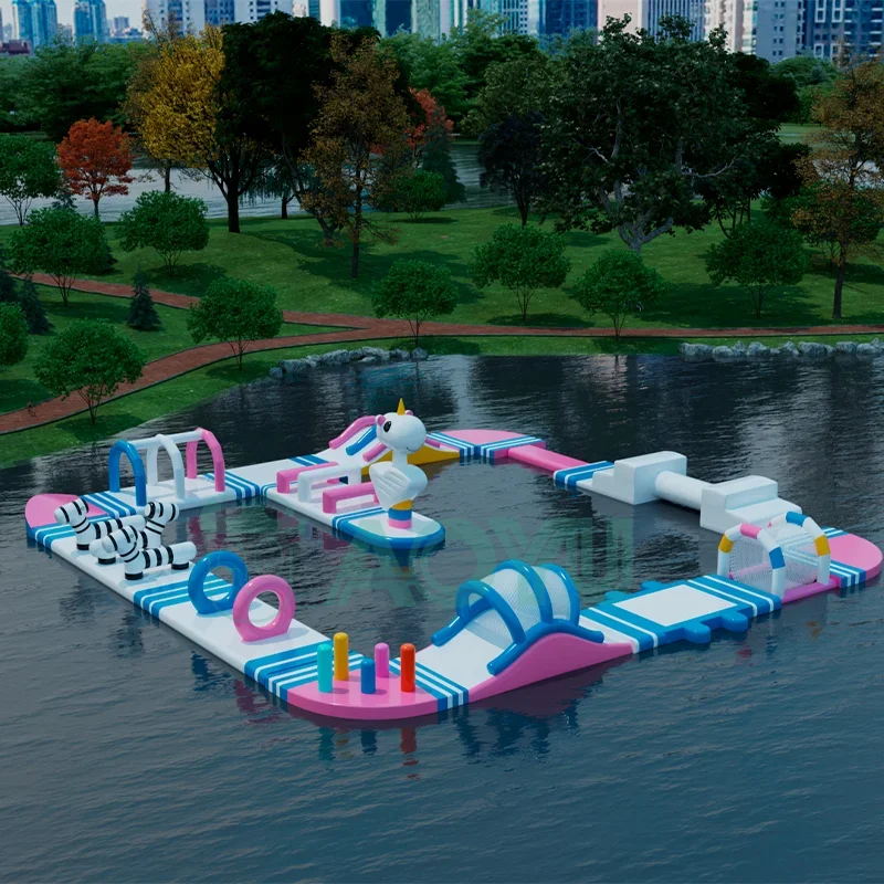 Gigante inflável flutuante Aqua jogar água parque jogos, comercial móvel, enorme parque infantil ao ar livre