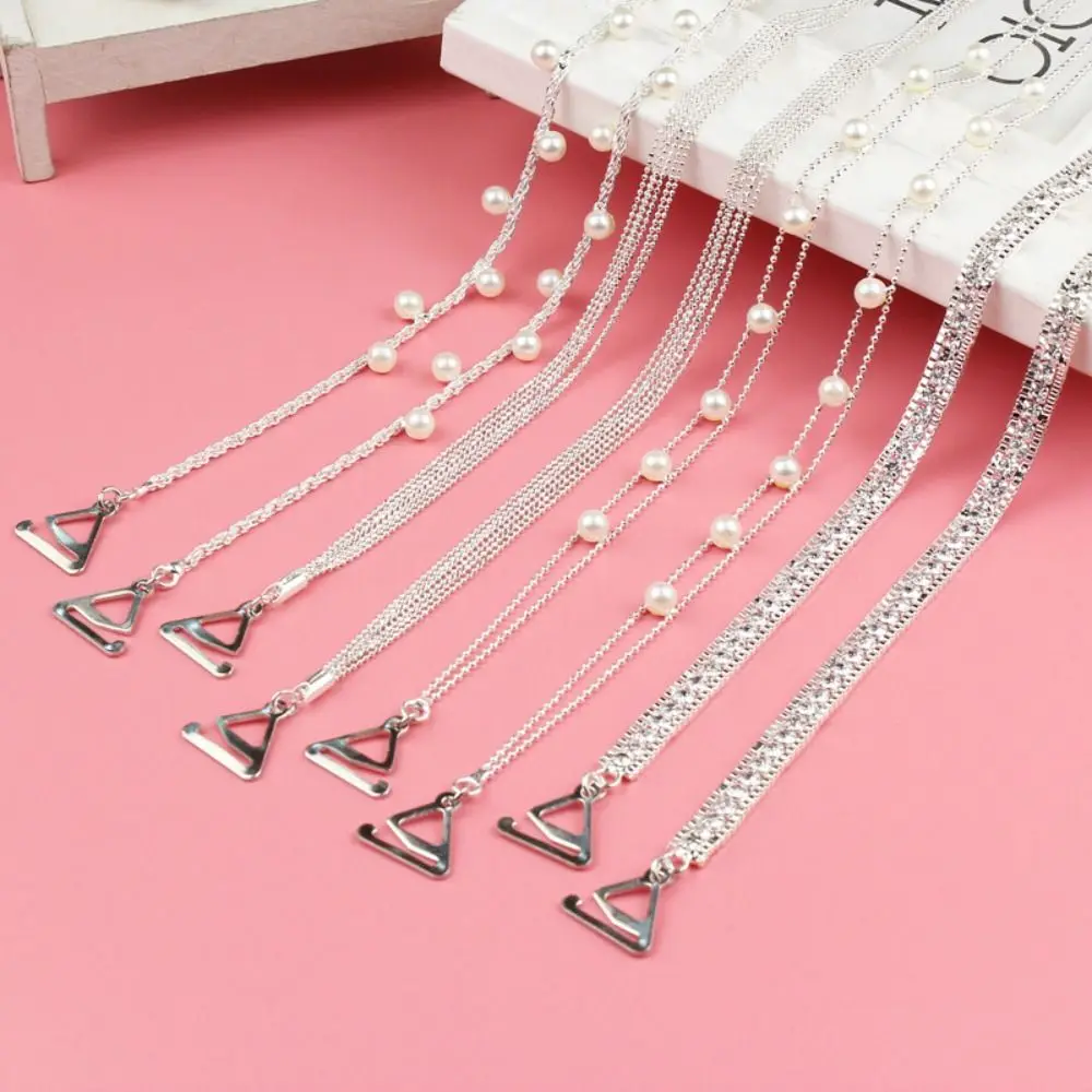 Fashion Metal Bras Straps Rhinestone Aniti-slip Shoulder Straps Pearl Adjustable Underwear Strap