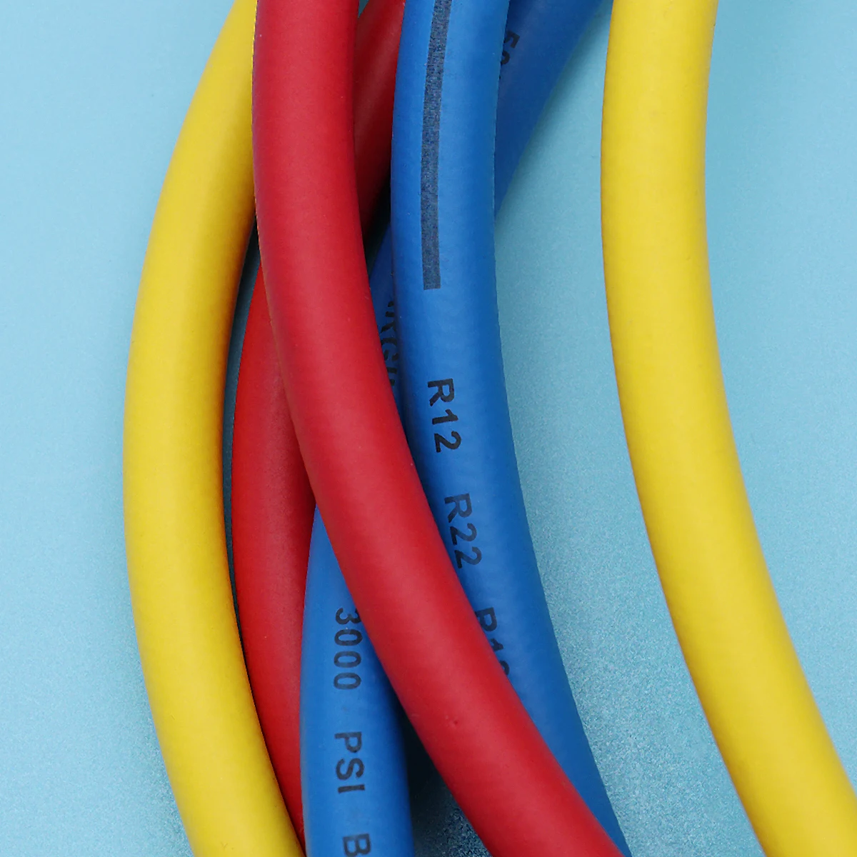 

60" Hvac 1/4" Sae 600 Psi Charging Hoses For R410A R134A High Pressure Refrigerant Hose With Adapters Triple Color Tube