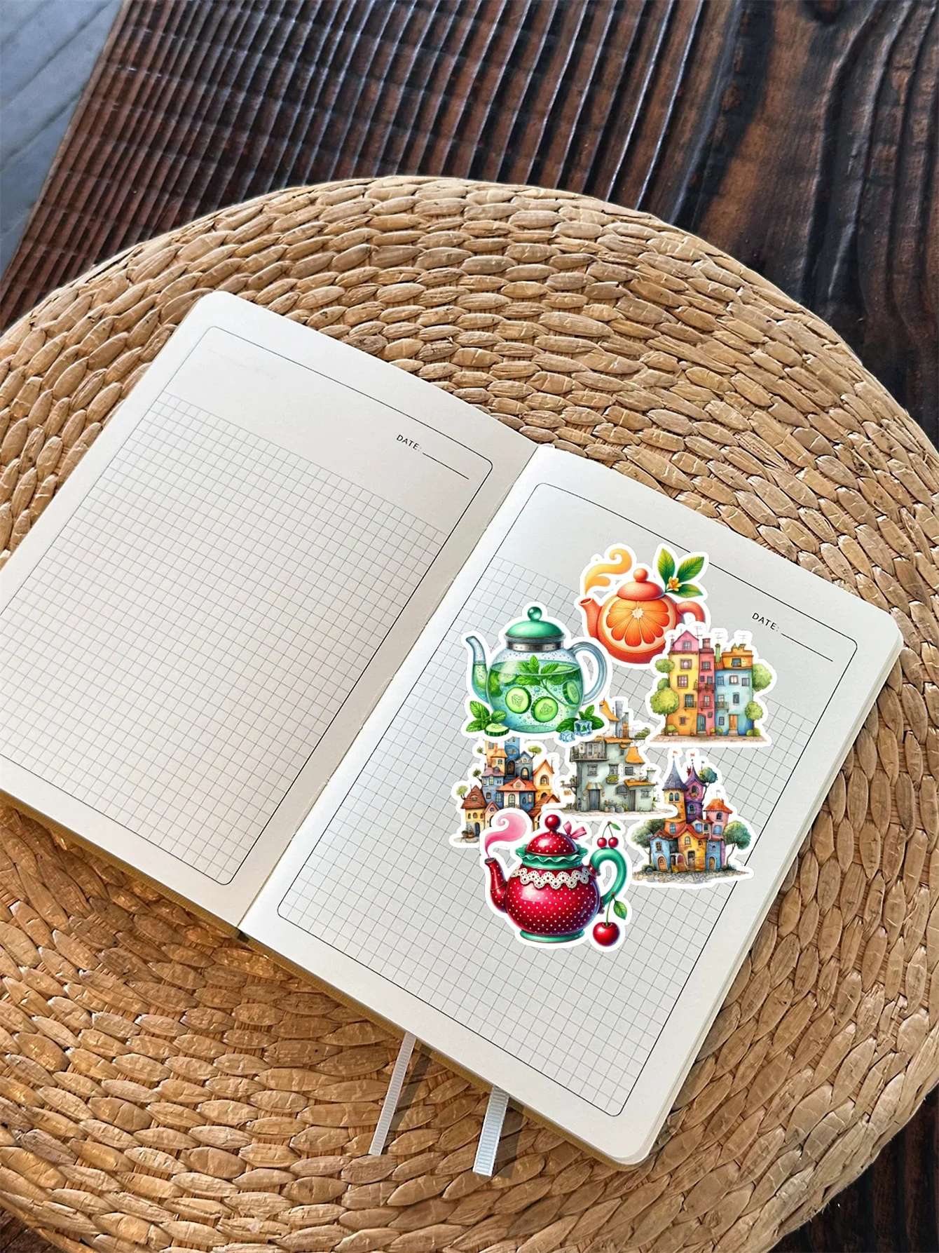 18pcs Creative Self-made Fruit Flower Tea Kettle Scrapbooking Stickers/decorative /DIY Craft Photo Albums Planner Stickers