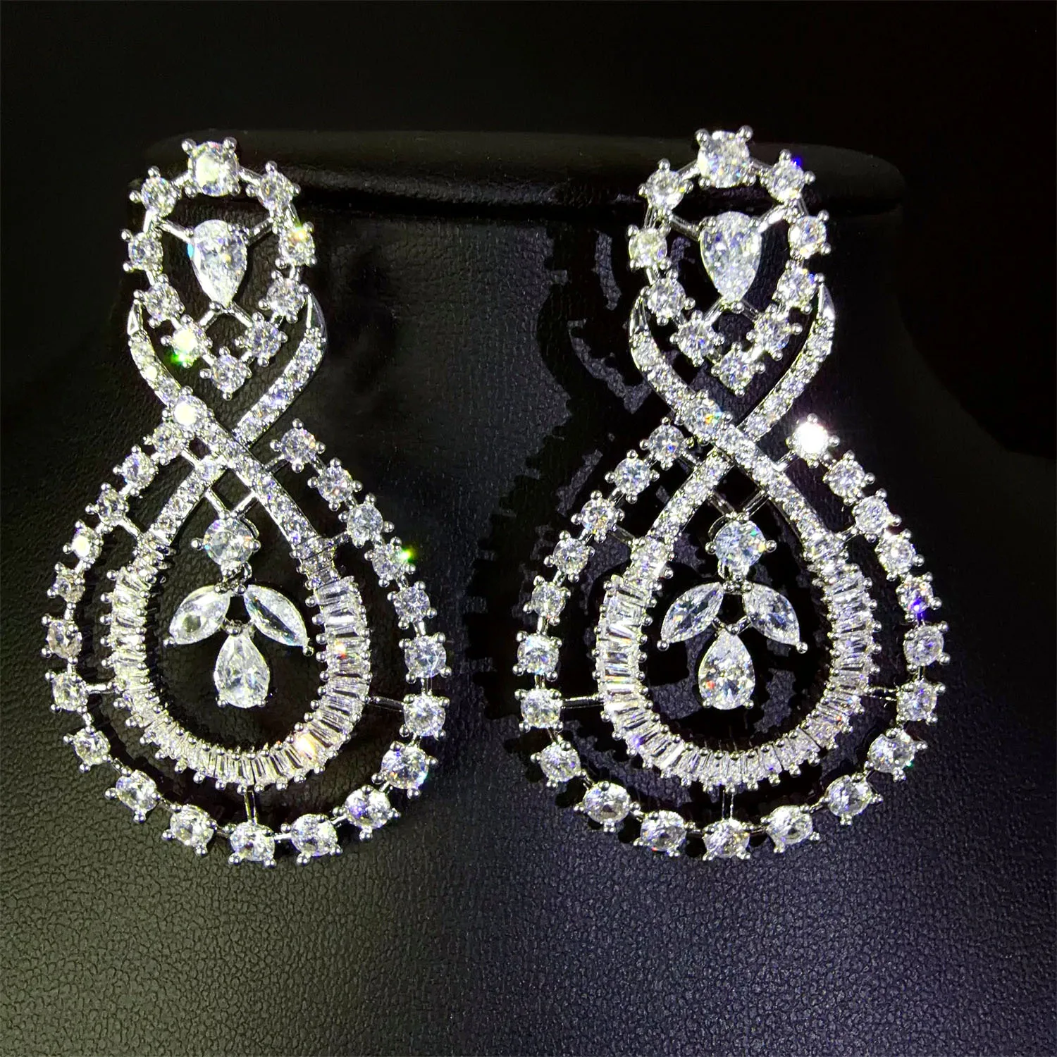 

zircon earrings for women shiny jewelry silver gold color gala event party dangling earrings