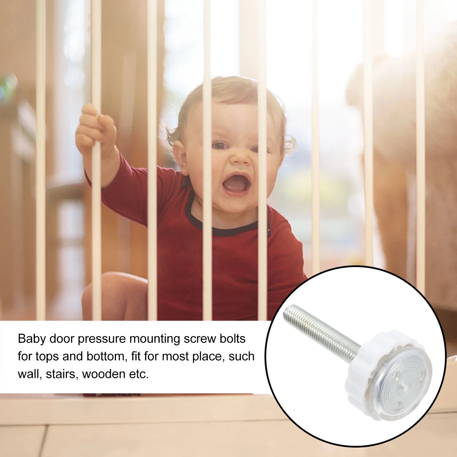 Aste per mandrino filettate per cancello per bambini da 4 pezzi Bulloni a vite di ricambio per adattatore per cancello per bambini stabili per cancelli di sicurezza montati a pressione