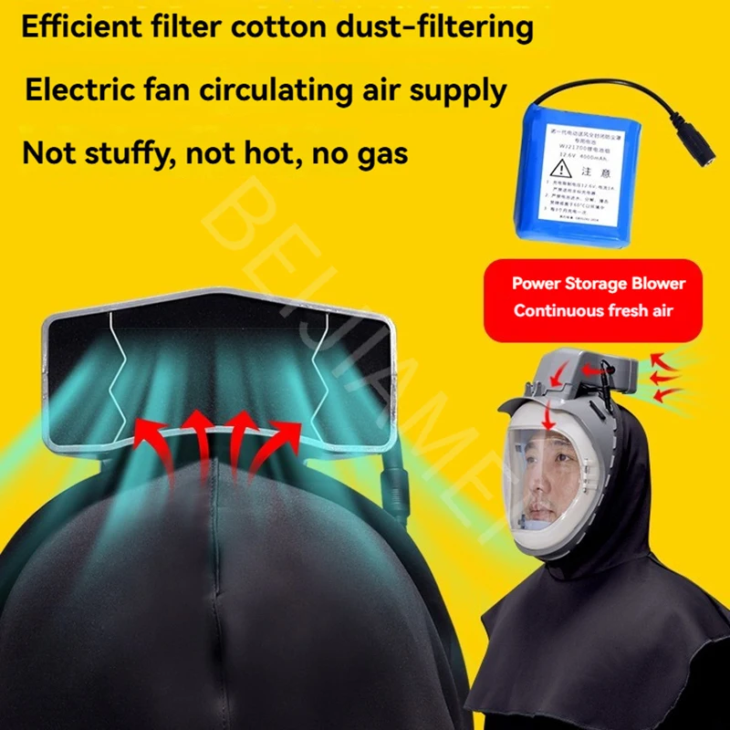 Dust Mask, Full Face Electric Air Supply, Fully Enclosed Harvester Sanding, Industrial Dust Dust Mask With Fan