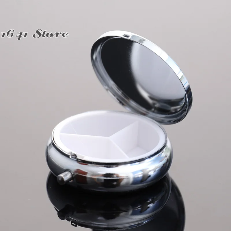 1Pc Waterproof Metal Pill Organizer Portable Round Square Pill Box Pill Container Weekly Pill Splitter Box