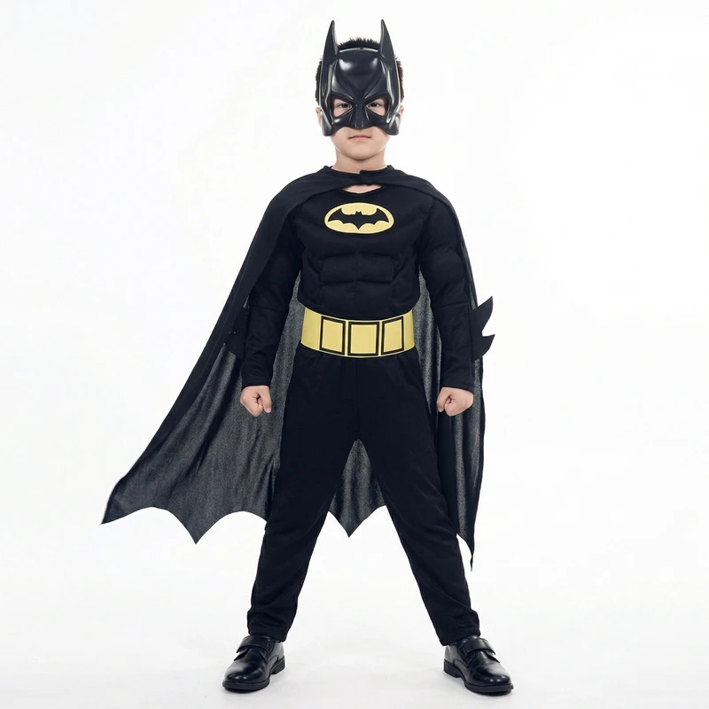 

New Kids boy Bat Costume with Mask and Cape Halloween Cosplay Costume Movie Character Jumpsuit Bat Dark Knight Rises Dress Up