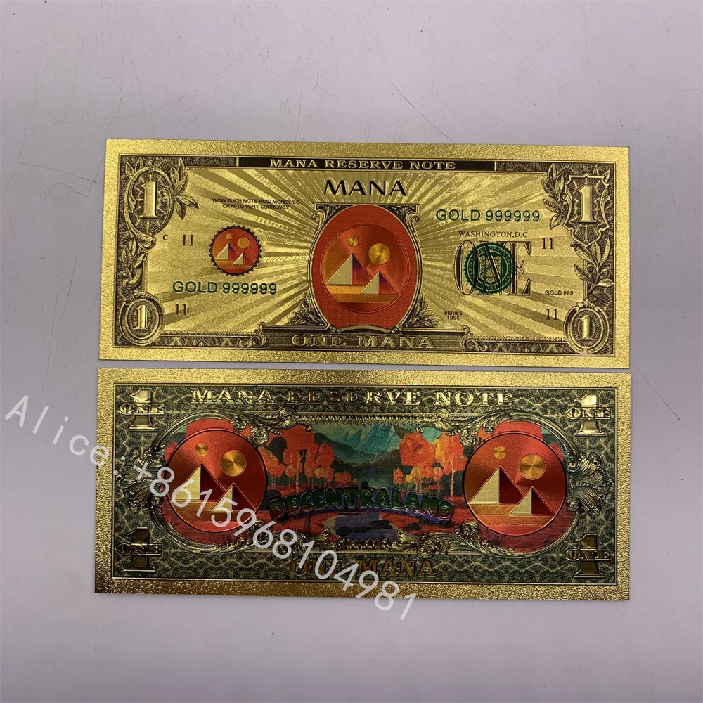 Crypto Gold Banknote 1 dollar Cryptocurrency Crypto  Golden Cards Ticket For Nice Gift