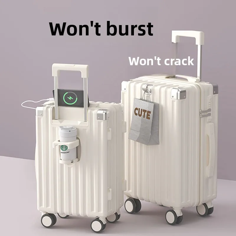 lightweight-travel-suitcase-women's-20-inch-carry-on-durable-pull-rod-bag-mat-luxury-sle-abs-pc-material-pure-color