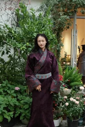 Chinese Xizang Winter Women's Bhutan Tibetan Clothes Plush Chenille Tibetan Robe