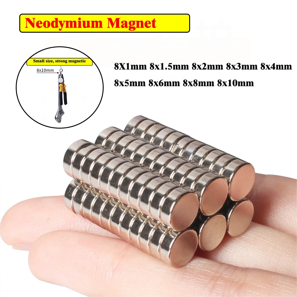 

8x1 8x1.5 8x2 8x3 Neodymium Disc Magnets N35 Round Super Powerful Crafts Permanent Strong Magnetic Magnet 8X4 8X5 8X6 8X8 8X10mm