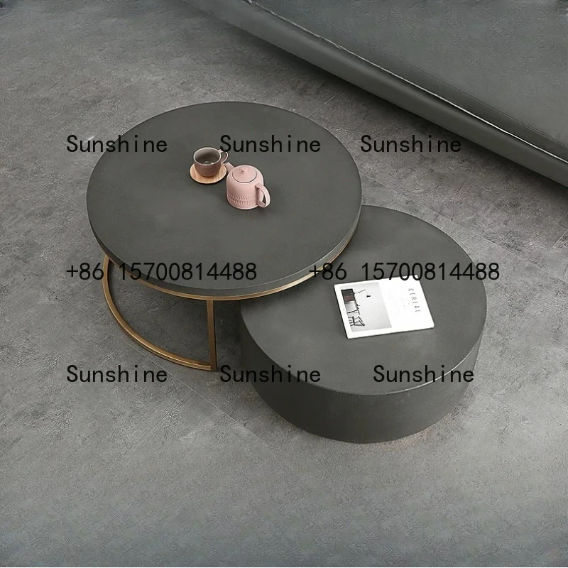 

Internet celebrity small apartment cement coffee table round light luxury Nordic creative modern simplicity