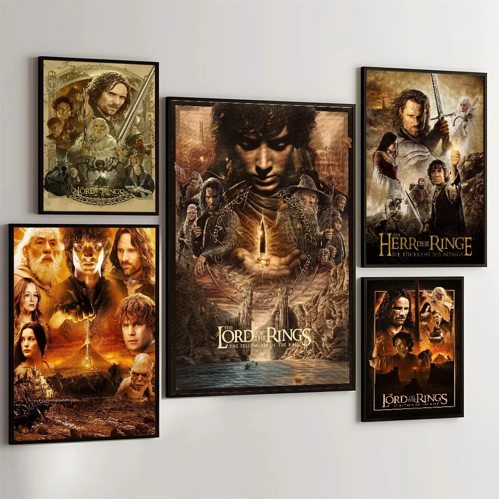 1PC T-The L-Lords Of The R-Rings  Movie Sticky Posters Retro Kraft Paper Sticker DIY Room Bar Cafe Aesthetic Art Wall Painting