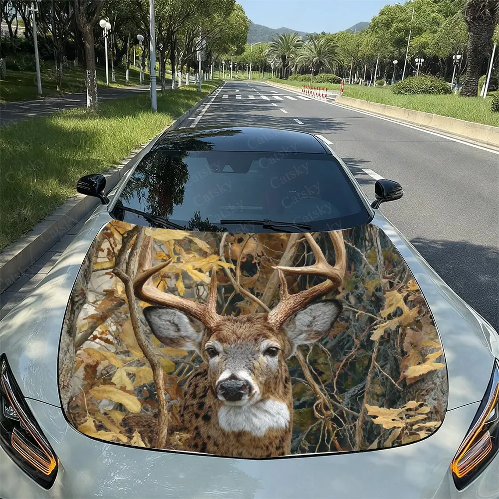 Forest Elk Car Hood Sticker, Easy To Install And Remove, Independence Day Car Decoration, Suitable For A-class Sedan Exterior Ac