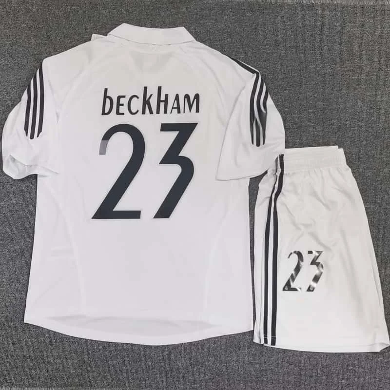0506 ريال مدريد هوم جيرسي ريترو مجموعة شورت بأكمام قصيرة رقم. 23 زيدان، بيكهام، رونالدو، راؤول مجموعة الزي الرسمي لكرة القدم #1