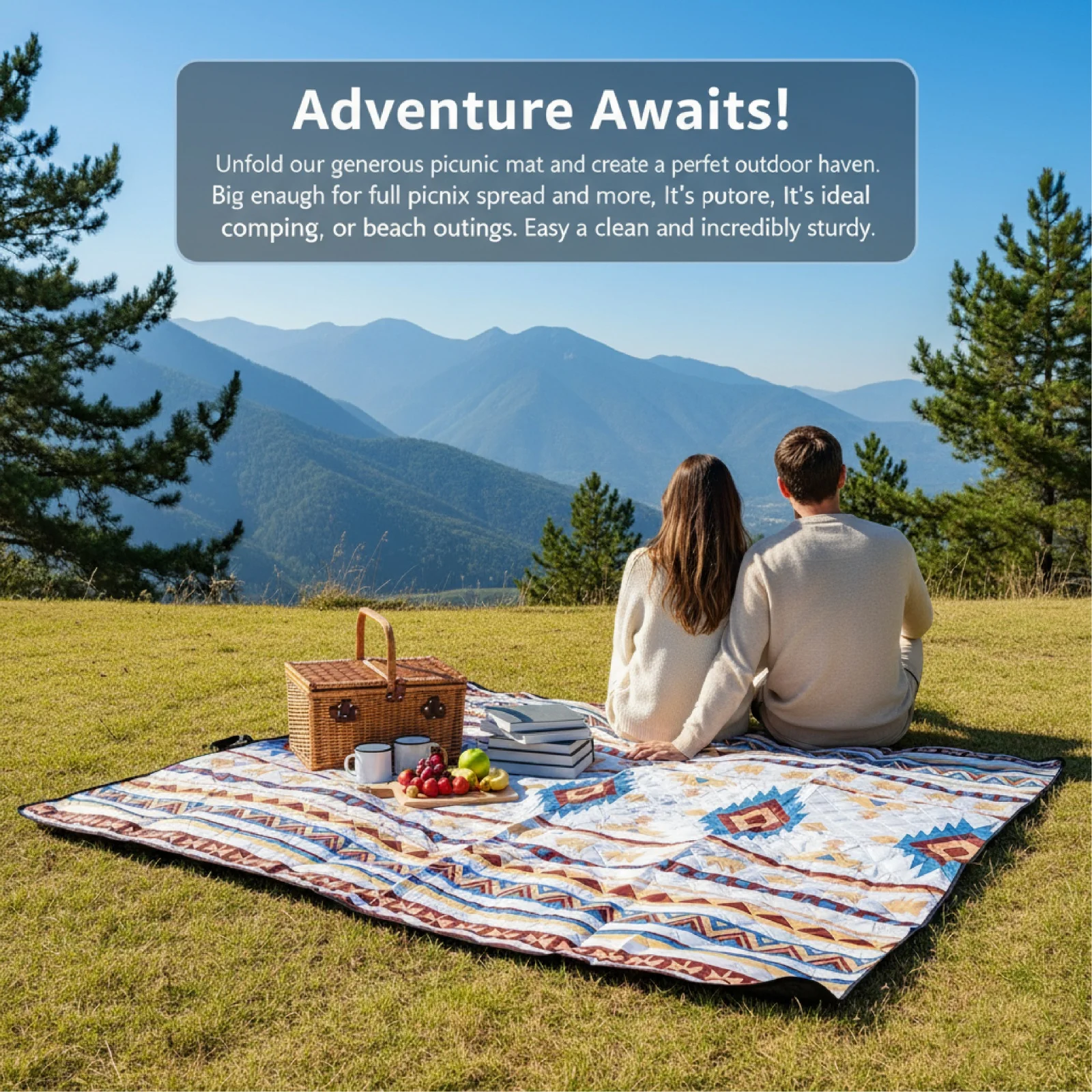 

Large 200cm Picnic Mat Fits 5-6 People, Waterproof Foldable Outdoor Beach Blanket for Camping Park Garden
