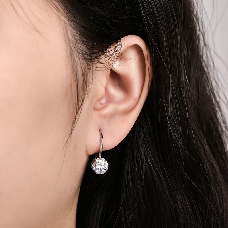 Rrjzz Solitaire 6,5 mm D-Farbe Moissanit-Ohrringe mit ausgehöhltem Design für Damen, 1 Karat, acht Krallen, Leverback-Ohrringe, Schmuck – Detail 17