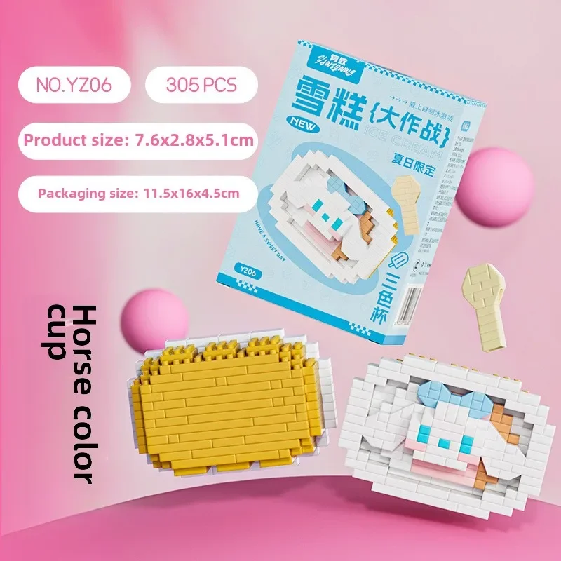 Disney model lodów Kulomi zmontowane puzzle z małymi cząsteczkami klocki do budowy zabawka Sanrio Kawaii dziewczyna prezent świąteczny Hello Kitty