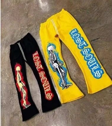 

Y2k расклешенные брюки в стиле хип-хоп, мужские свободные брюки с 3D принтом, повседневные спортивные штаны со средней талией, спортивная женская уличная одежда, винтажные расклешенные брюки