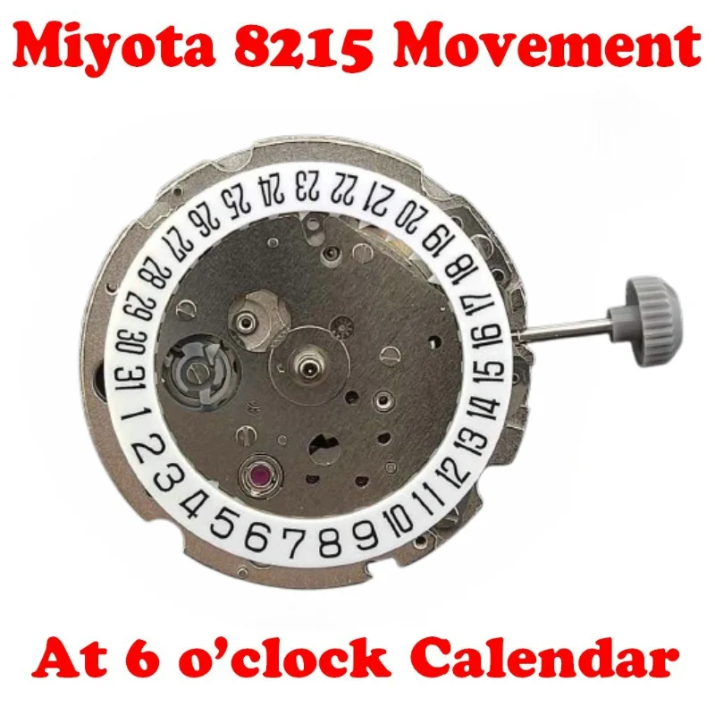 Miyota Automatic Mechanical Watch Movement, 21 Jewels, Data Window Repair Tool Parts, Branco, 6 OClock, Calendário, 8215