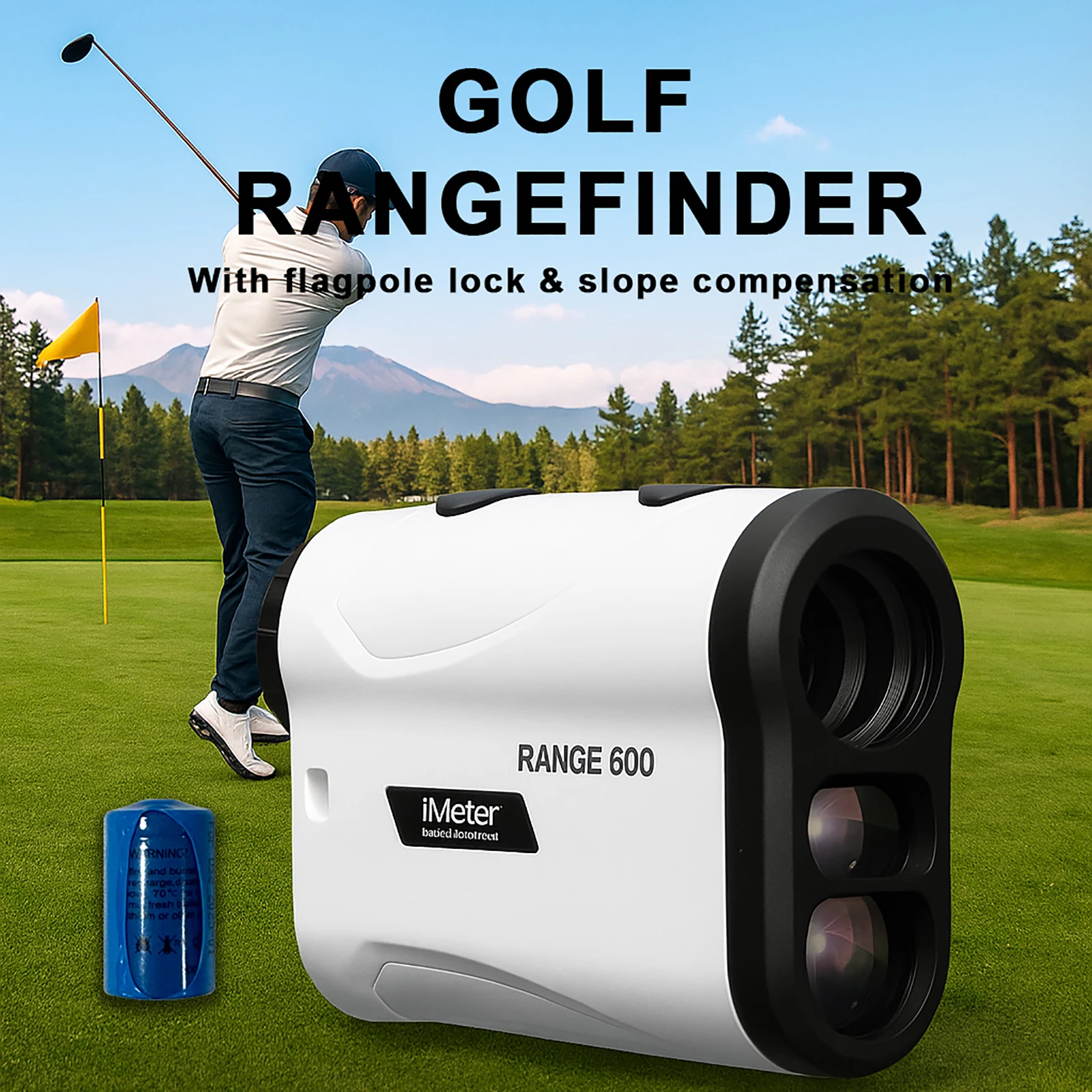 Telémetro de golf iMeter con pendiente, telémetro láser de 650 yardas, medidor de distancia de ángulo de aumento 6X para regalos deportivos
