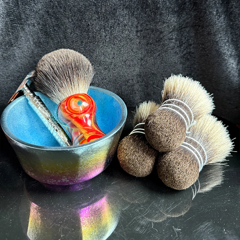 GDMG BRUSH SHD Natural Black Hair Knot Bulb shape or fan shape Beard Shaving Brush Barbershop Tools with Foam view 2