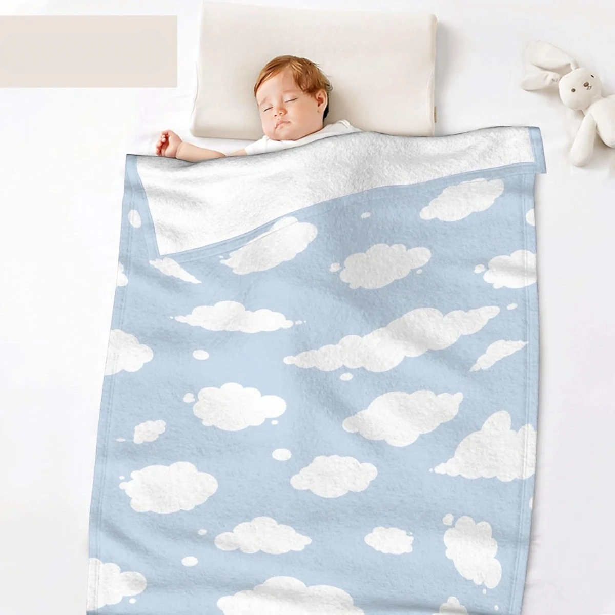 Cloud Throw Blanket, Blue and White Gift for Girl and Boy, Lightweight Super Soft Suitable for Sofa, Chairs, Bed for Kid