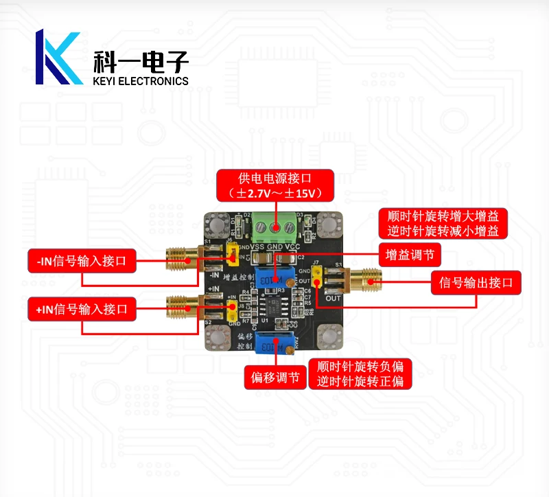 AD8421 Instrument Amplifier Module High-precision MV/uV Weak Small Signal Amplifier Single Ended Differential