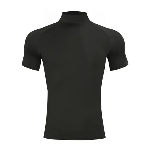 Mens Bodybuilding Sports Tight T-shirt Summer Compression Turtleneck Short Sleeve Gym Fitness Running Quick Dry Male Workout Top - Image 8