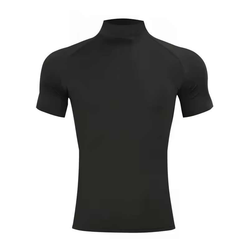 Mens Bodybuilding Sports Tight T-shirt Summer Compression Turtleneck Short Sleeve Gym Fitness Running Quick Dry Male Workout Top - Image 8