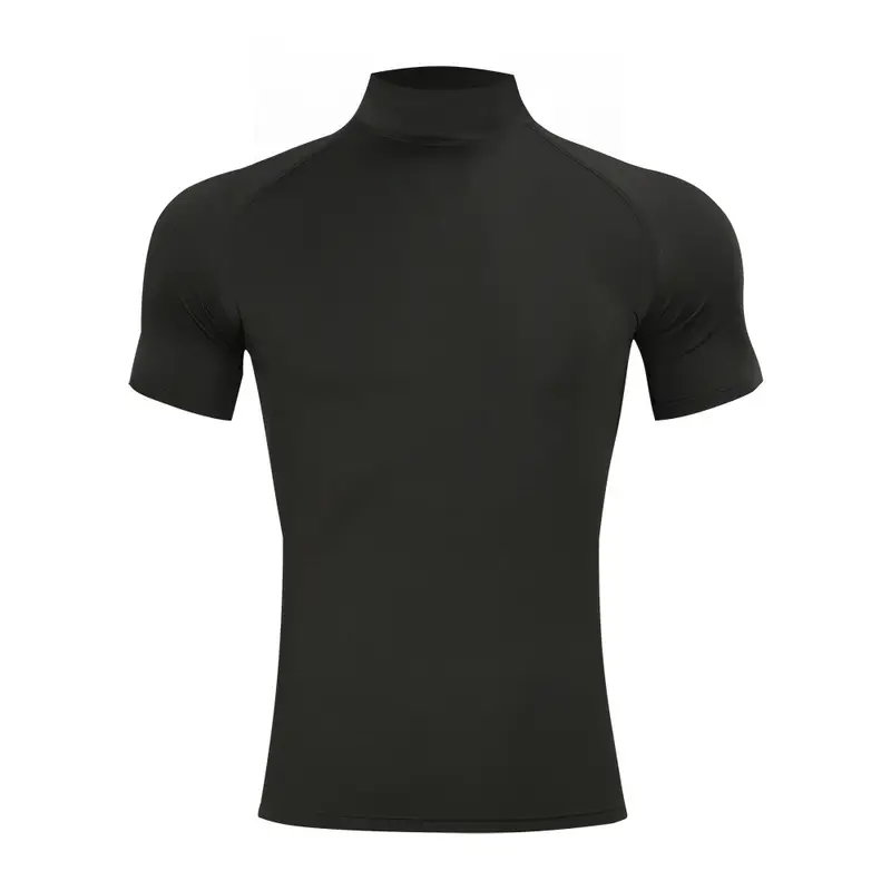 Mens Bodybuilding Sports Tight T-shirt Summer Compression Turtleneck Short Sleeve Gym Fitness Running Quick Dry Male Workout Top - Image 8