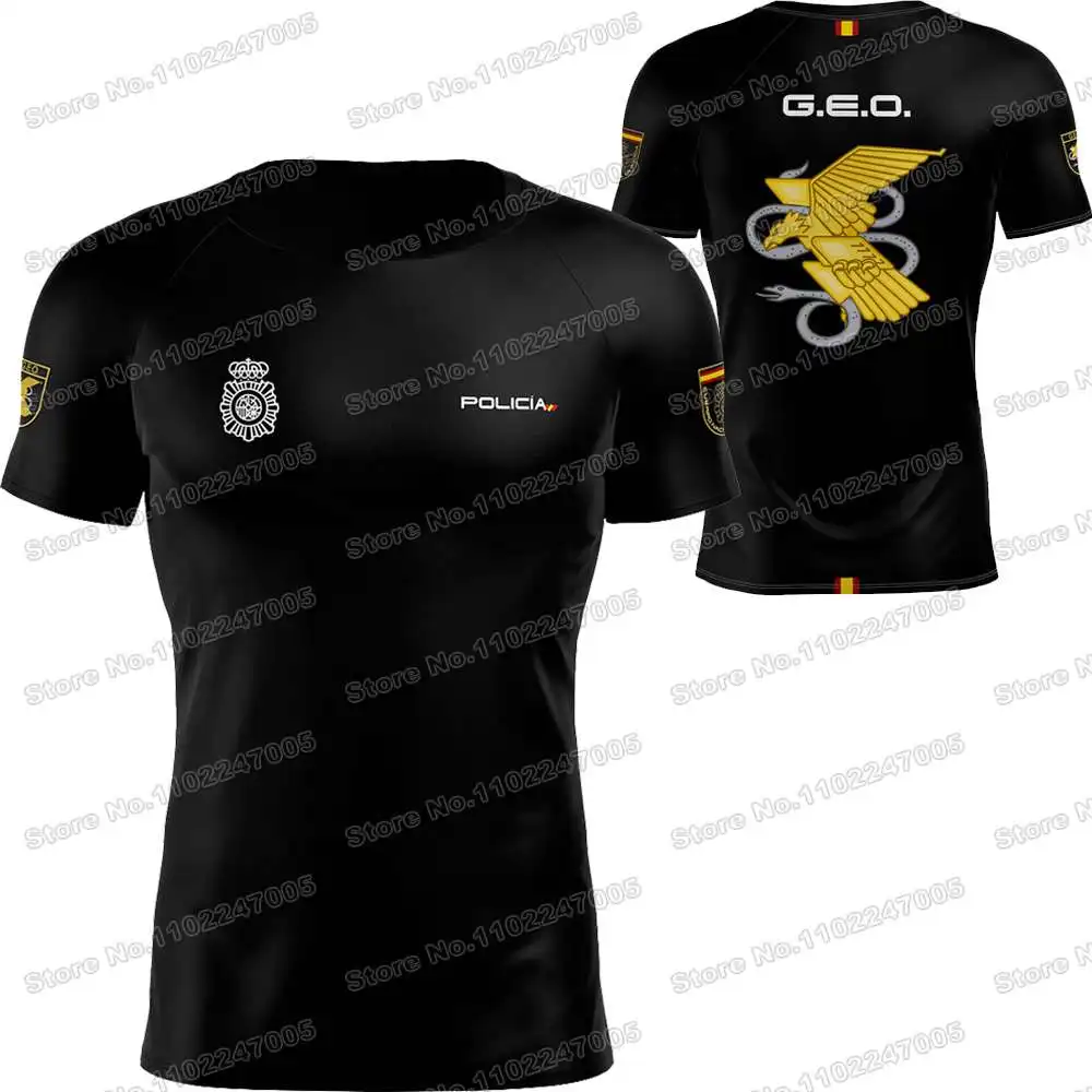 Spanish National Police GEO T Shirt Spain Special Operations Group Outdoor Shirts Clothing Training Tops MTB Running Sportswear