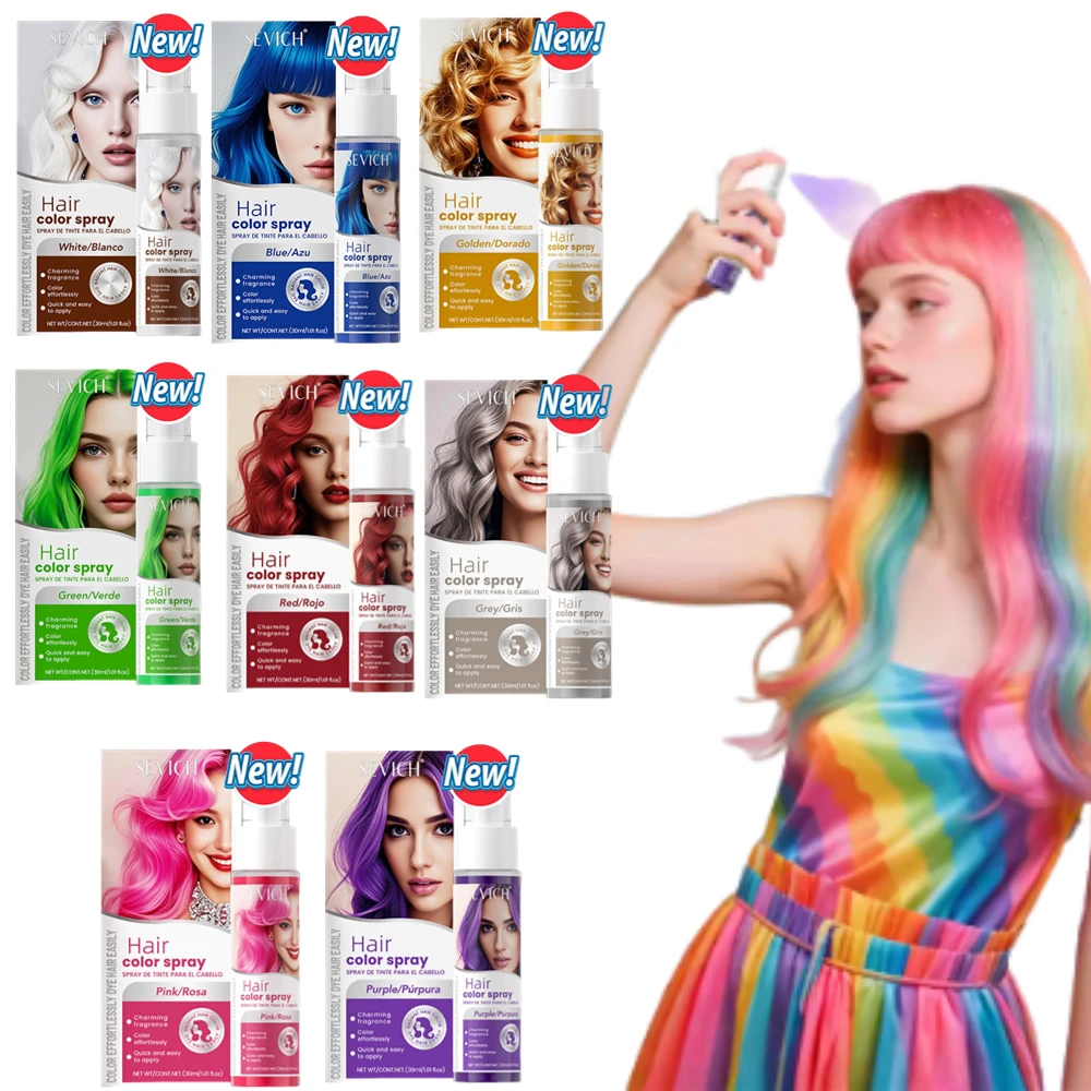 

Halloween Hair Color Spray Disposable Hair Dye Spray DIY Hair Color Liquid Washable 8 colors Hair Styling Spray Beauty Makeup