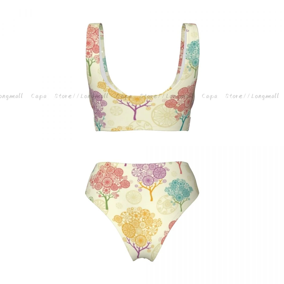 Sexy bikini set kleurrijke abstracte bomen achtergrond badmode vrouwen twee stukken badpak beachwear vrouwelijke badpakken