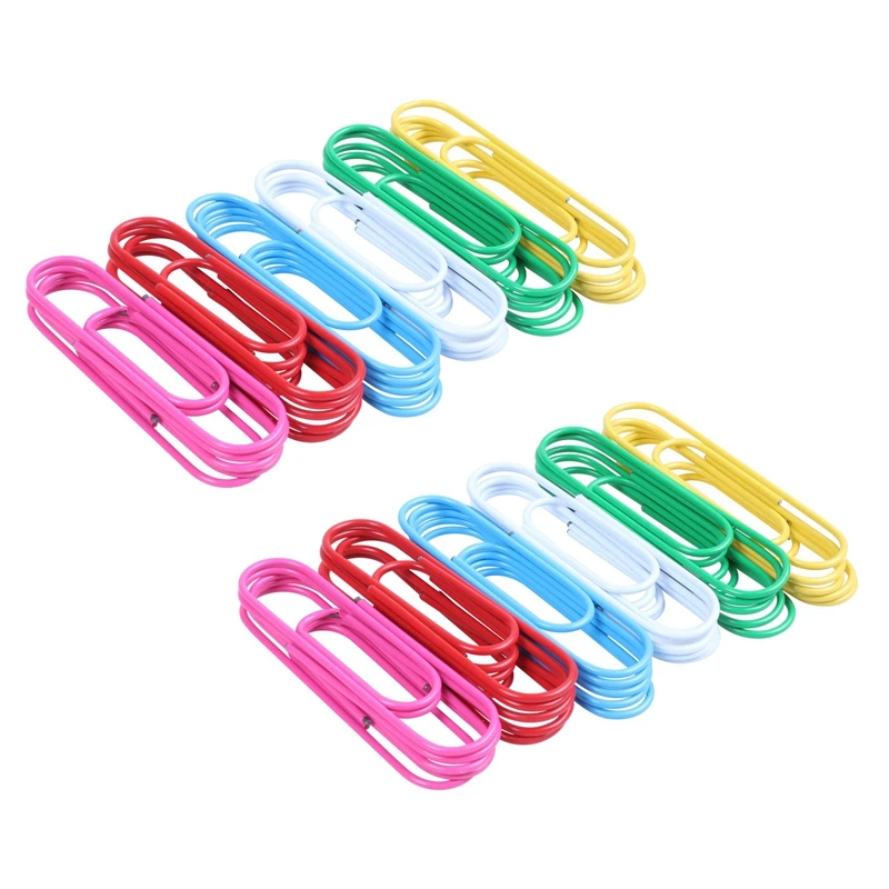 Super Large Paper Clips Vinyl Coated, 60 Pack 4 Inch Assorted Color Jumbo Paper Clip Holder(10 Cm)