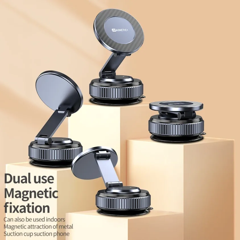 Foldable Car Magnetic Phone Holder 360° Rotation Desk Car Vacuum Suction Windshield Dashboard Mobile Holder for iPhone Samsung